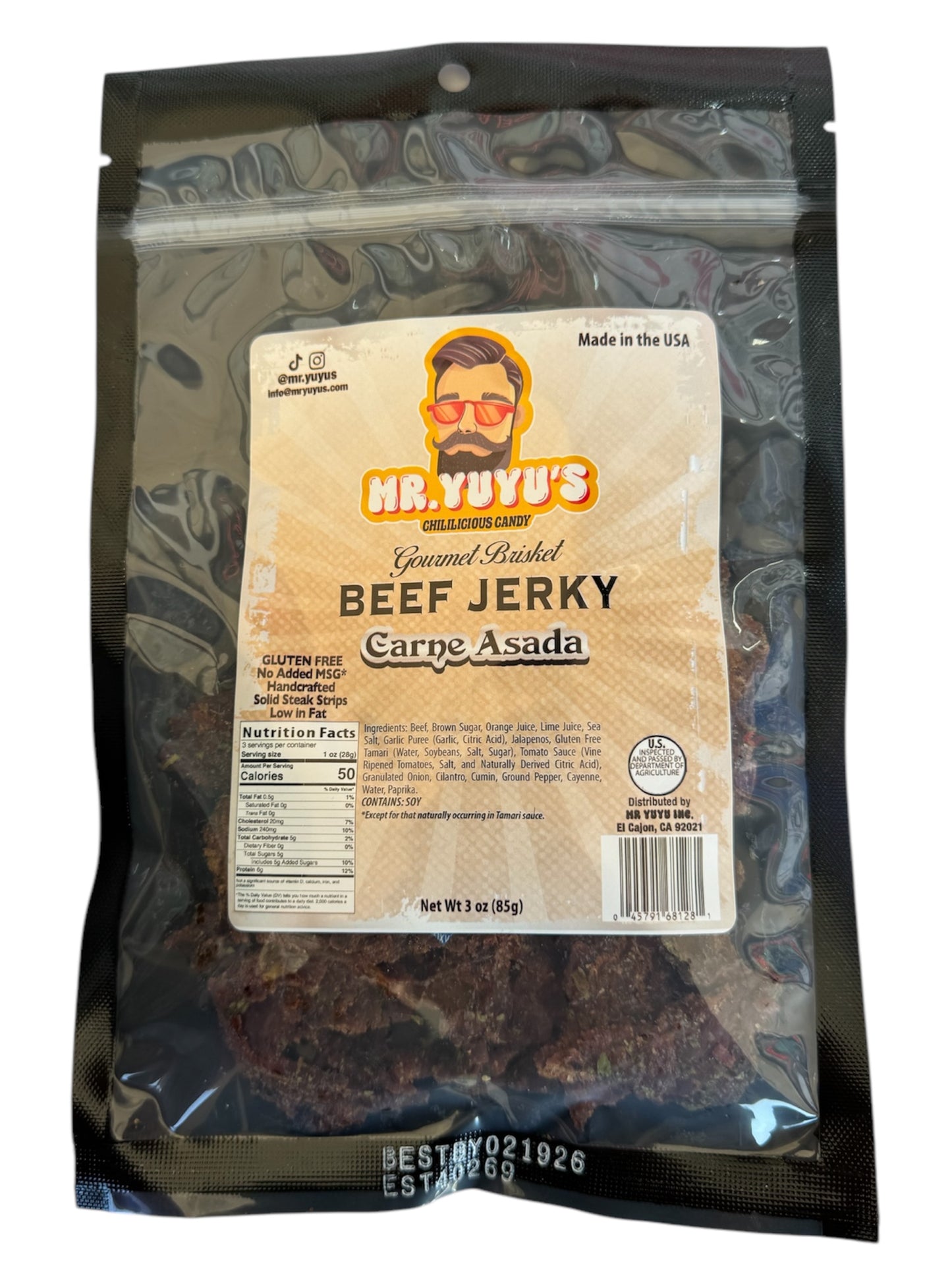 Mr. YuYu's Brisket Beef Jerky Carne Asada