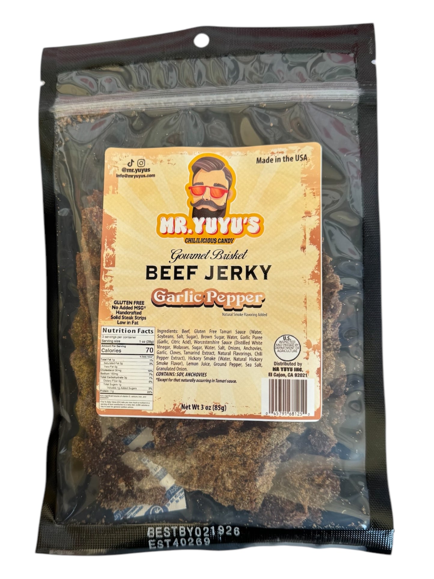 Mr. YuYu's Brisket Beef Jerky Garlic Pepper