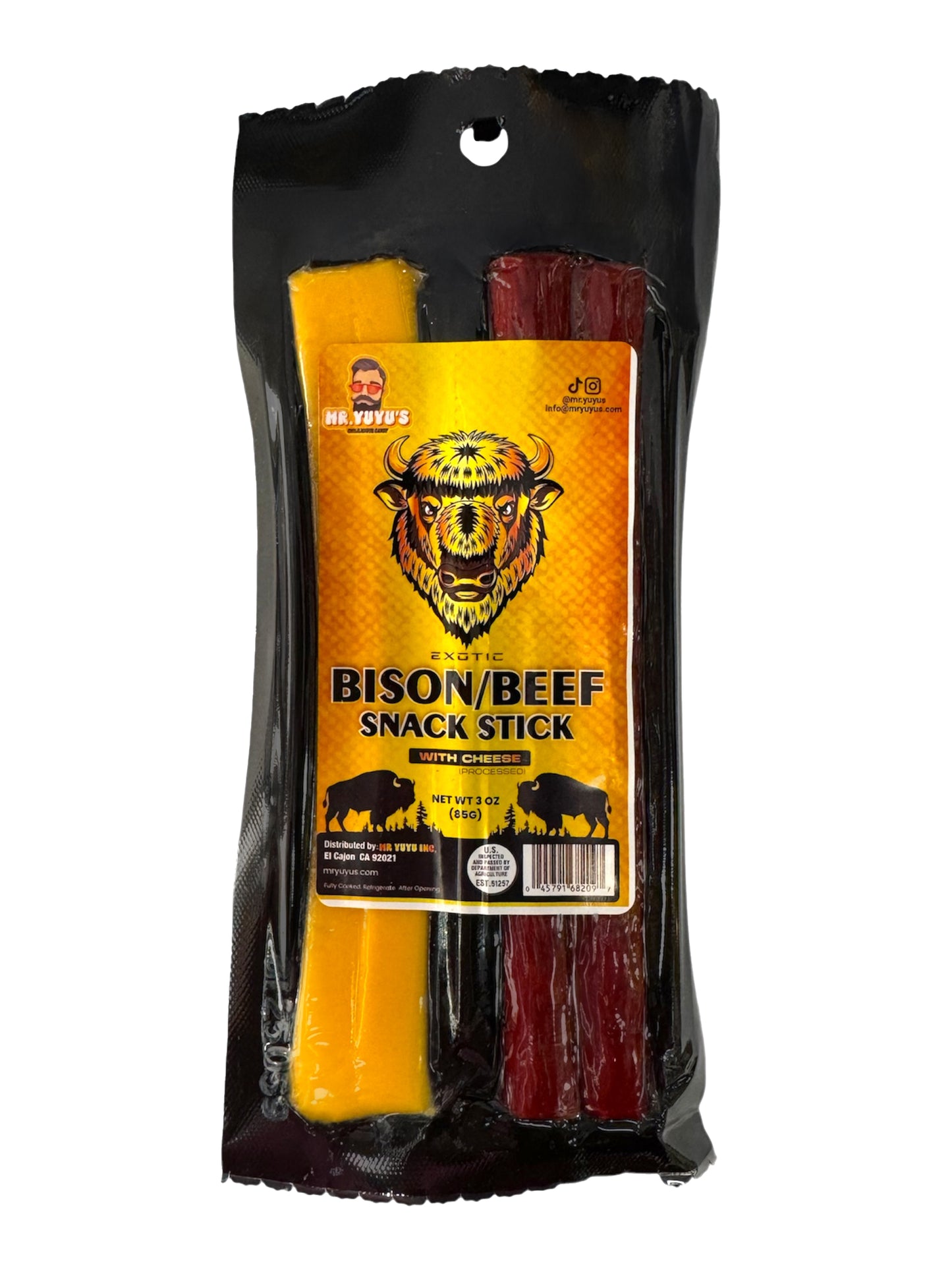 EXOTIC Bison/Beef Snack Stick with Cheese 3oz