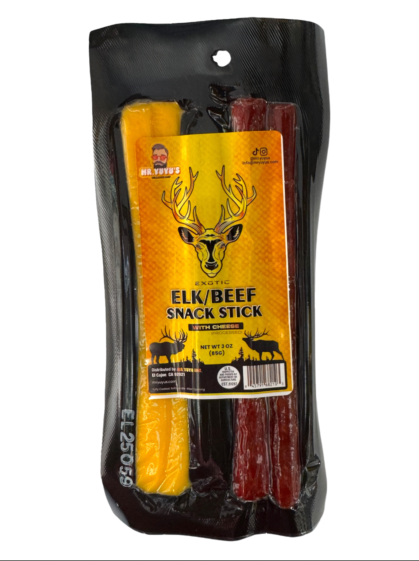 EXOTIC Elk/Beef Snack Stick with Cheese 3oz