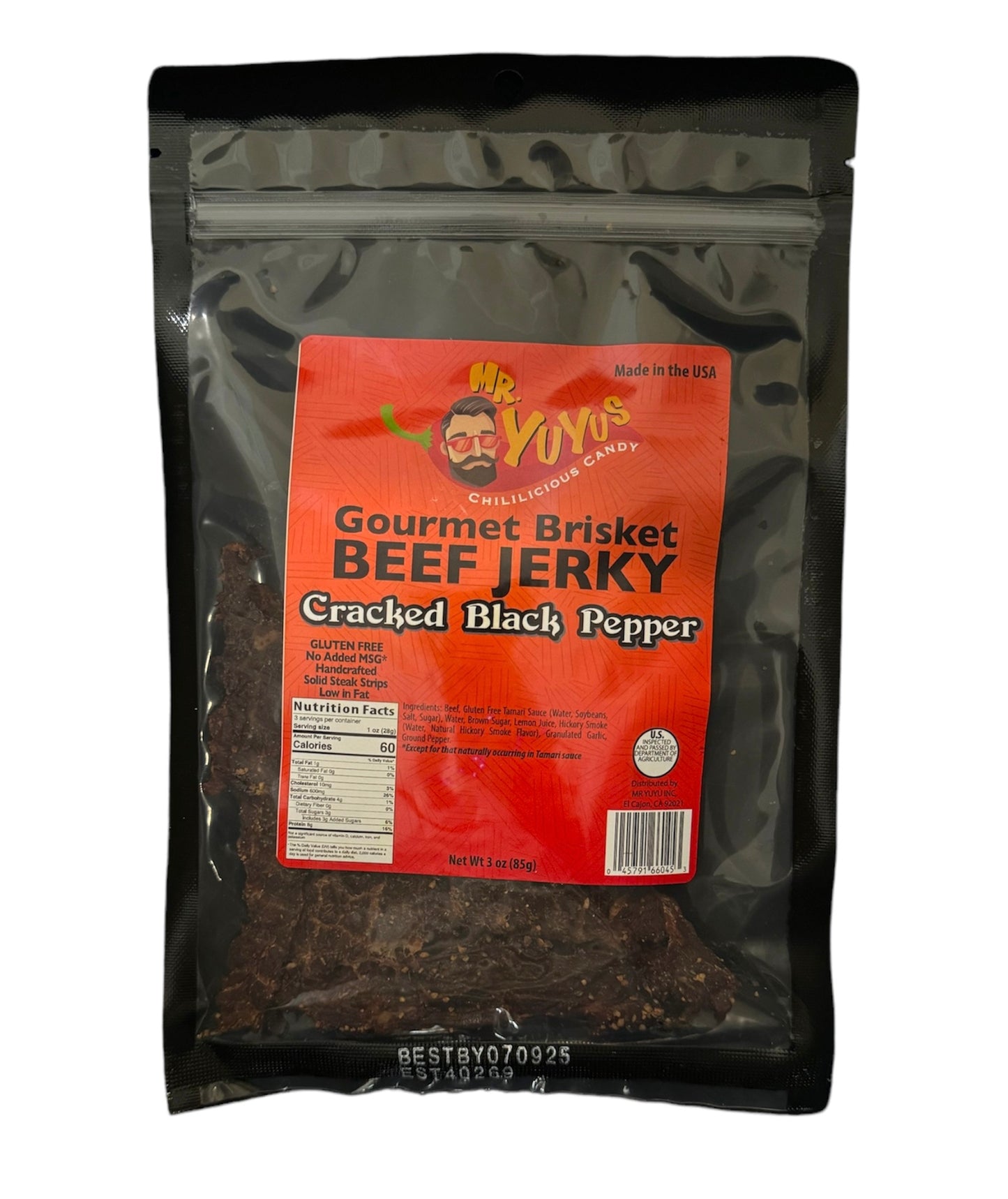 Mr. YuYu's Brisket Beef Jerky Cracked Black Pepper