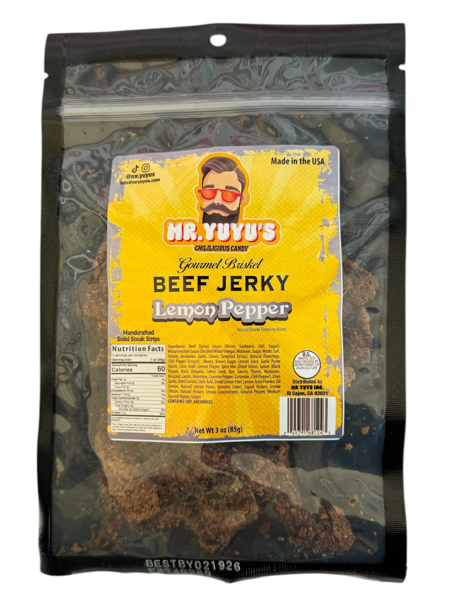 Mr. YuYu's Brisket Beef Jerky Lemon Pepper